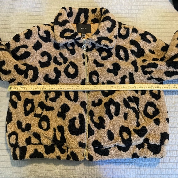 Forever 21+ Leopard Print Teddy Jacket Coat Tan and Black Size 3X - Picture 4 of 8